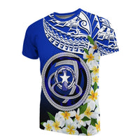 Northern Mariana Islands T Shirt Polynesian Plumeria Pattern Unisex Blue - Polynesian Pride