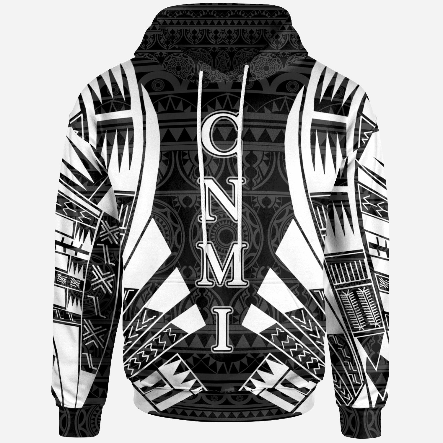 CNMI All Over Hoodie Black Tattoo Style Unisex Black - Polynesian Pride