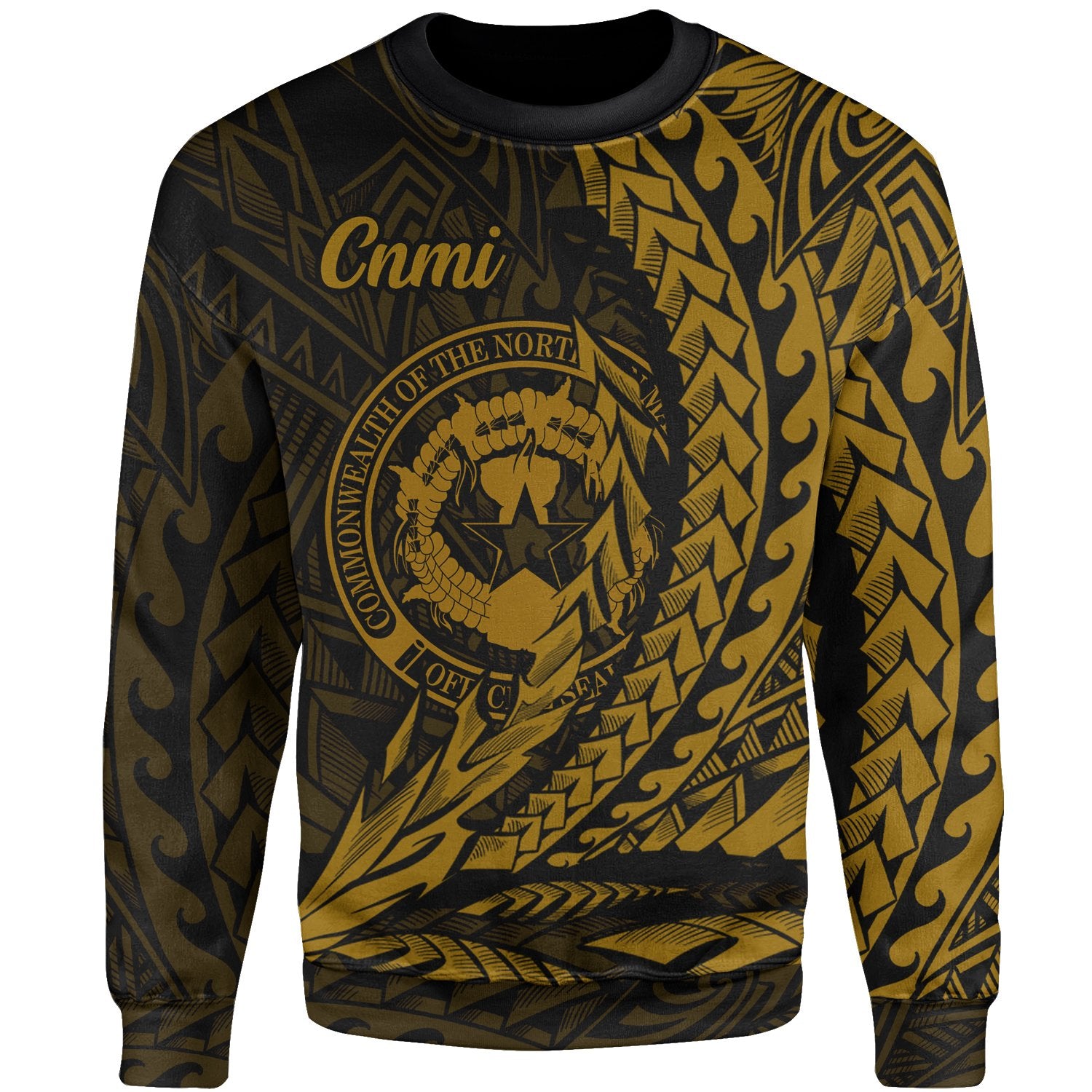 Northern Mariana Islands Sweatshirt - Wings Style Gold Color Unisex Gold - Polynesian Pride