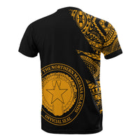 Northern Mariana Islands T Shirt Micronesian Pattern Gold Flash Style - Polynesian Pride