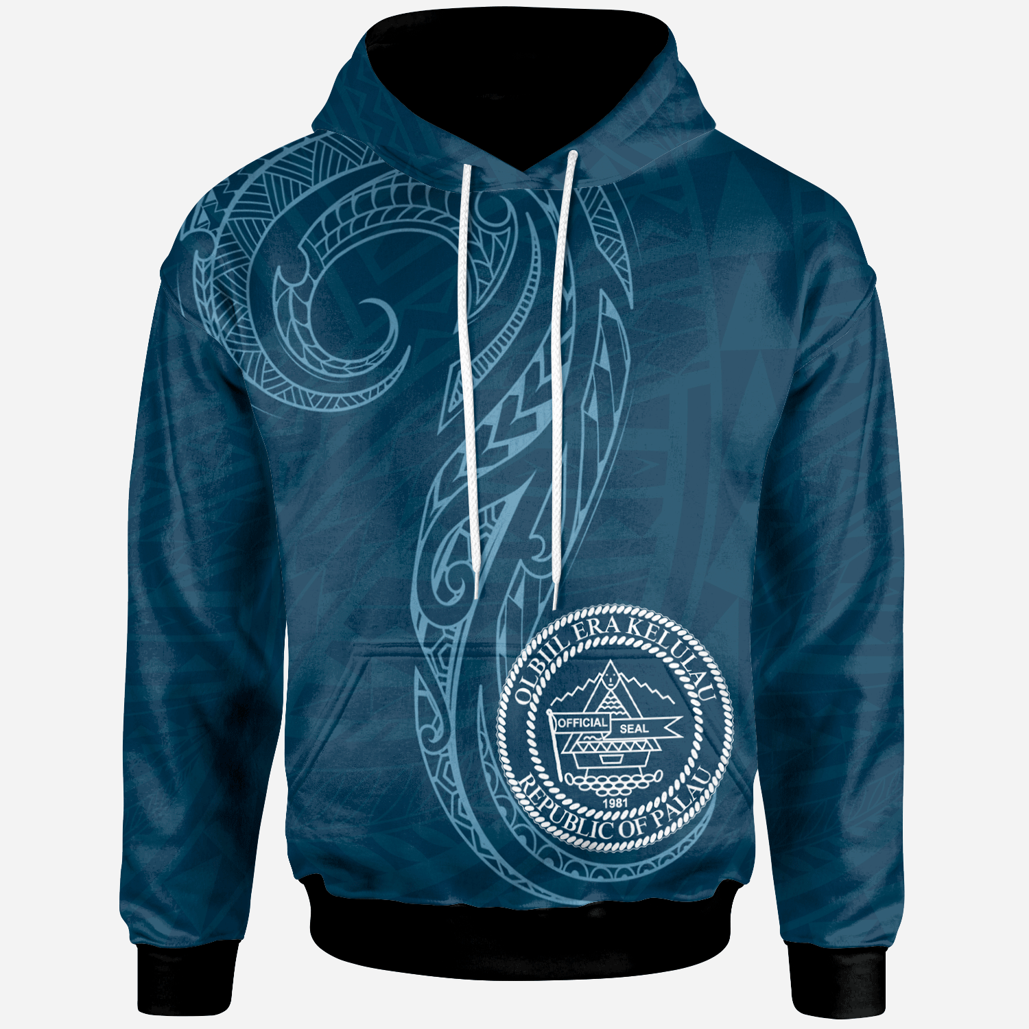 Palau Hoodie Polynesian Style Unisex Blue - Polynesian Pride