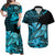 Custom Polynesian Tribal Matching Hawaiian Outfits For Couples Monk Seal with Kanaka Turquoise LT14 Turquoise - Polynesian Pride