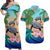 Custom Polynesian Tribal Turtle Coconut Tree And Orchids Matching Dress and Hawaiian Shirt LT14 Blue - Polynesian Pride