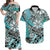 Custom Polynesian Couple Outfits Matching Hawaii Tribal Plumeria with Polynesian Turtle Dress And Hawaiian Shirt Ver.04 LT14 Turquoise - Polynesian Pride