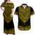 Custom Polynesian Tribal Matching Dress and Hawaiian Shirt Dashiki with Polynesian Tattoo Royal Golden Version LT14 Black - Polynesian Pride