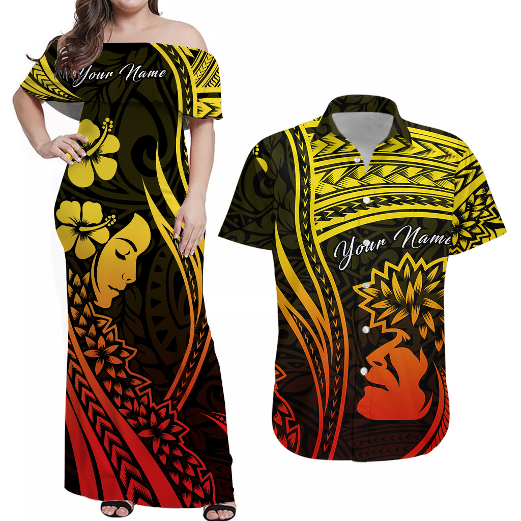 Custom Outfit For Couple Polynesian Valentine Couple Matching Dress and Hawaiian Shirt I LOVE YOU Hibiscus Style Special LT13 Art - Polynesian Pride