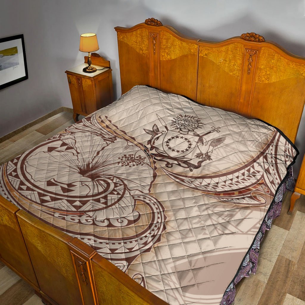 Cook Islands Premium Quilt - Hibiscus Flowers Vintage Style - Polynesian Pride