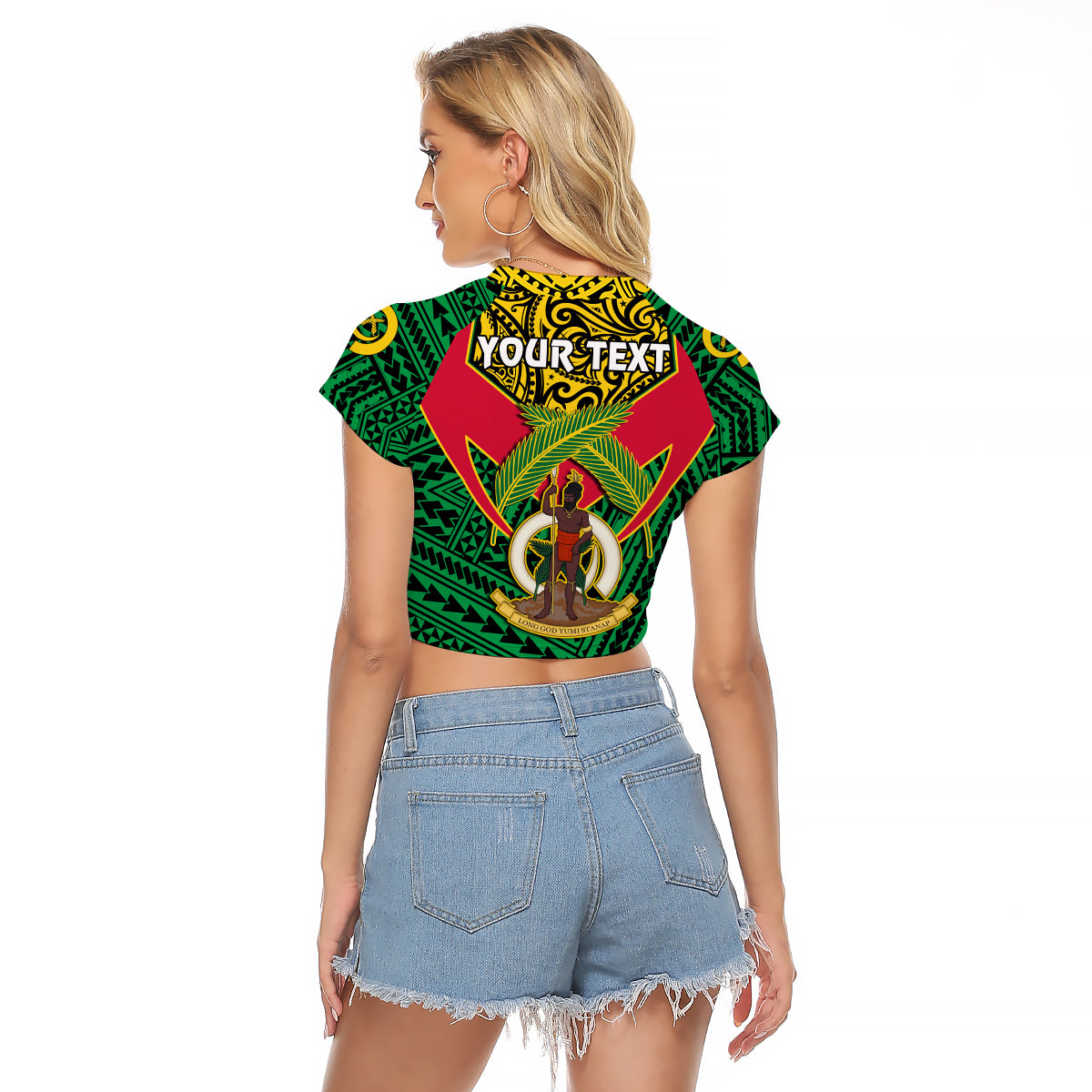 (Custom Personalised) Vanuatu Rugby Raglan Cropped T Shirt Coat Of Arms Polynesian Pattern LT14 - Polynesian Pride