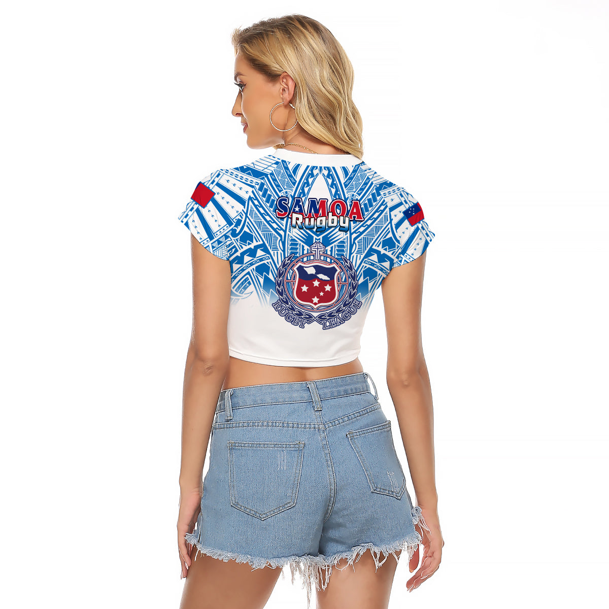Samoa Rugby Raglan Cropped T Shirt Toa Samoa Polynesian Pacific White Version LT14 - Polynesian Pride