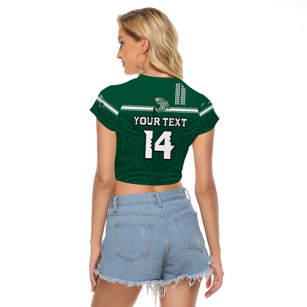 (Custom Text And Number) Hawaii Football Raglan Cropped T Shirt Kakau Rainbow Warriors Helmet Go Bows LT14 - Polynesian Pride