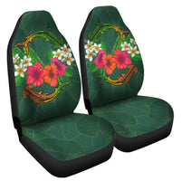 Hawaii Shark Hibiscus Tropical Polynesian Car Seat Covers - Arian Style - AH Universal Fit Green - Polynesian Pride