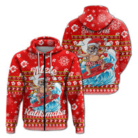 Custom Hawaii Christmas Santas Surf Mele Kalikimaka Hoodie LT2 Zip Hoodie RED - Polynesian Pride