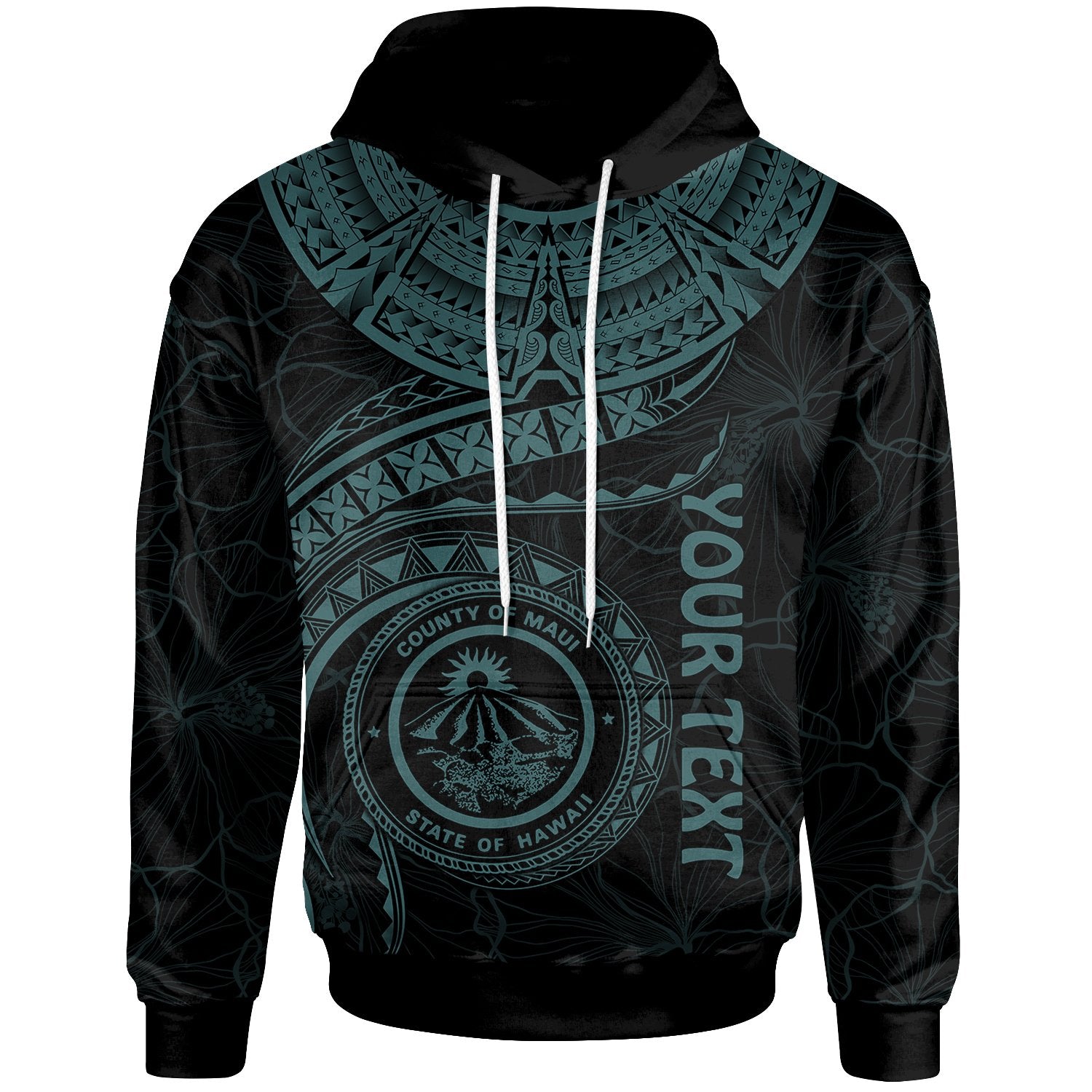 Polynesian Hawaii Custom Hoodie Maui Polynesian Waves (Turquoise) Unisex Turquoise - Polynesian Pride