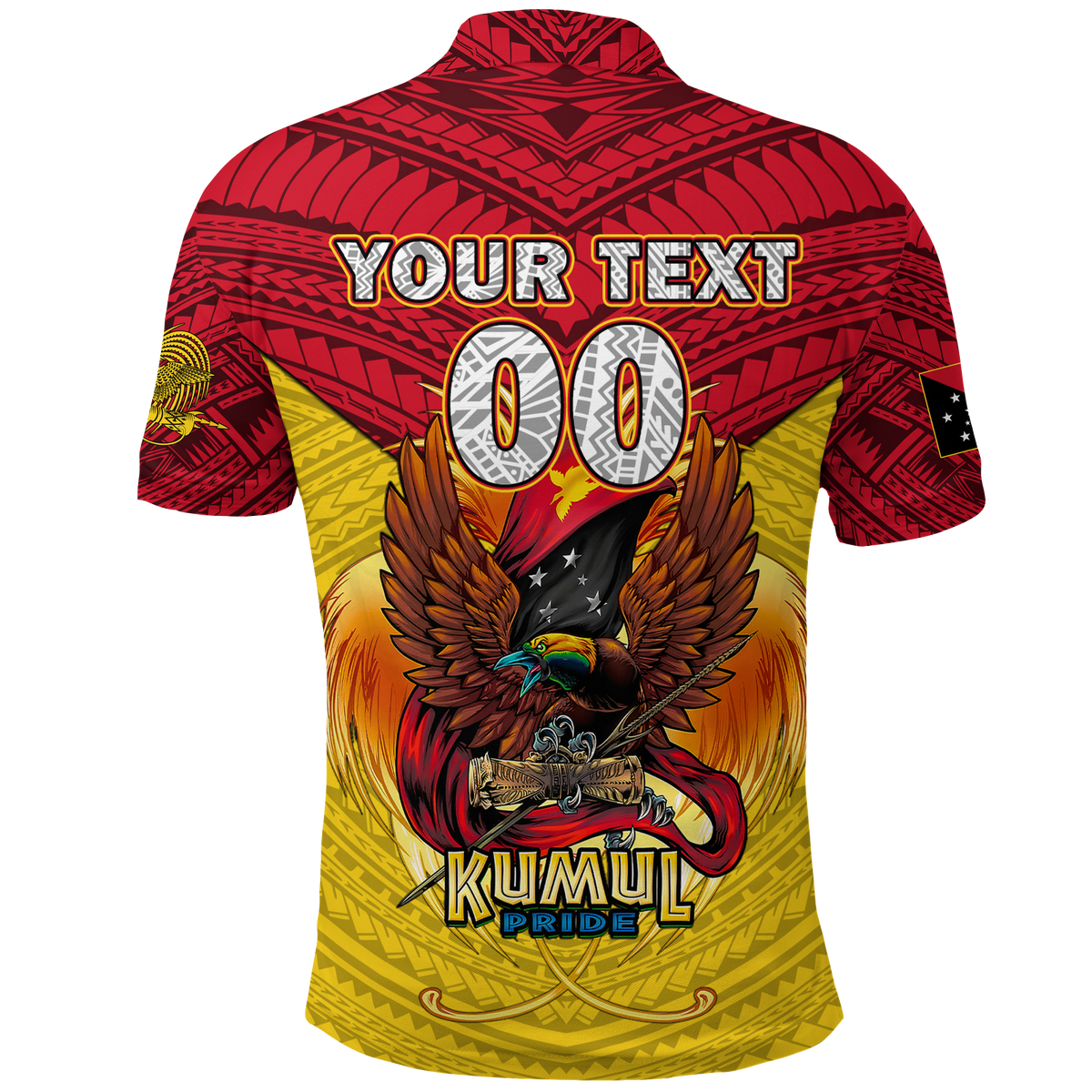Custom Papua New Guinea Rugby Kumul Pride Polo Shirt LT2 YELLOW - Polynesian Pride