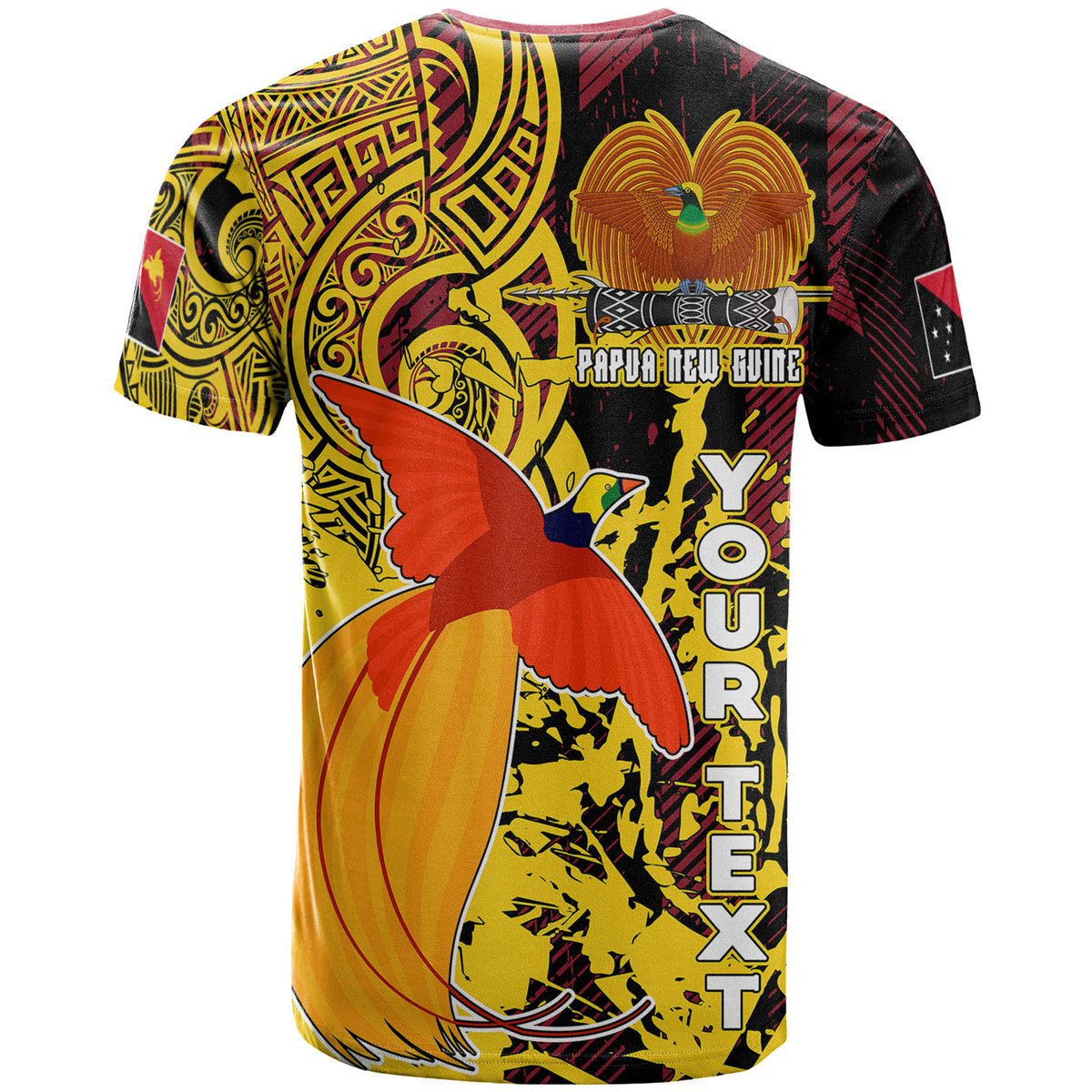 Papua New Guinea T Shirt Custom PNG Independence Day With Raggiana Bird of Paradise Polynesian Grunge Style T Shirt - Polynesian Pride