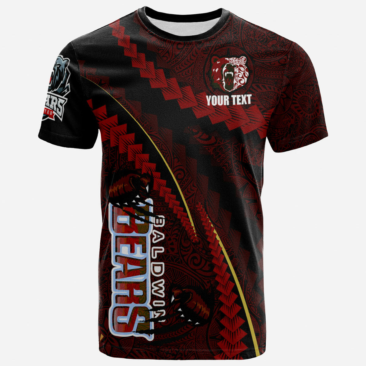 Hawaii Baldwin High School Custom Polynesian T Shirt Baldwin Super Bears Polynesian Tribal Pattern Scratch Style LT10 - Polynesian Pride