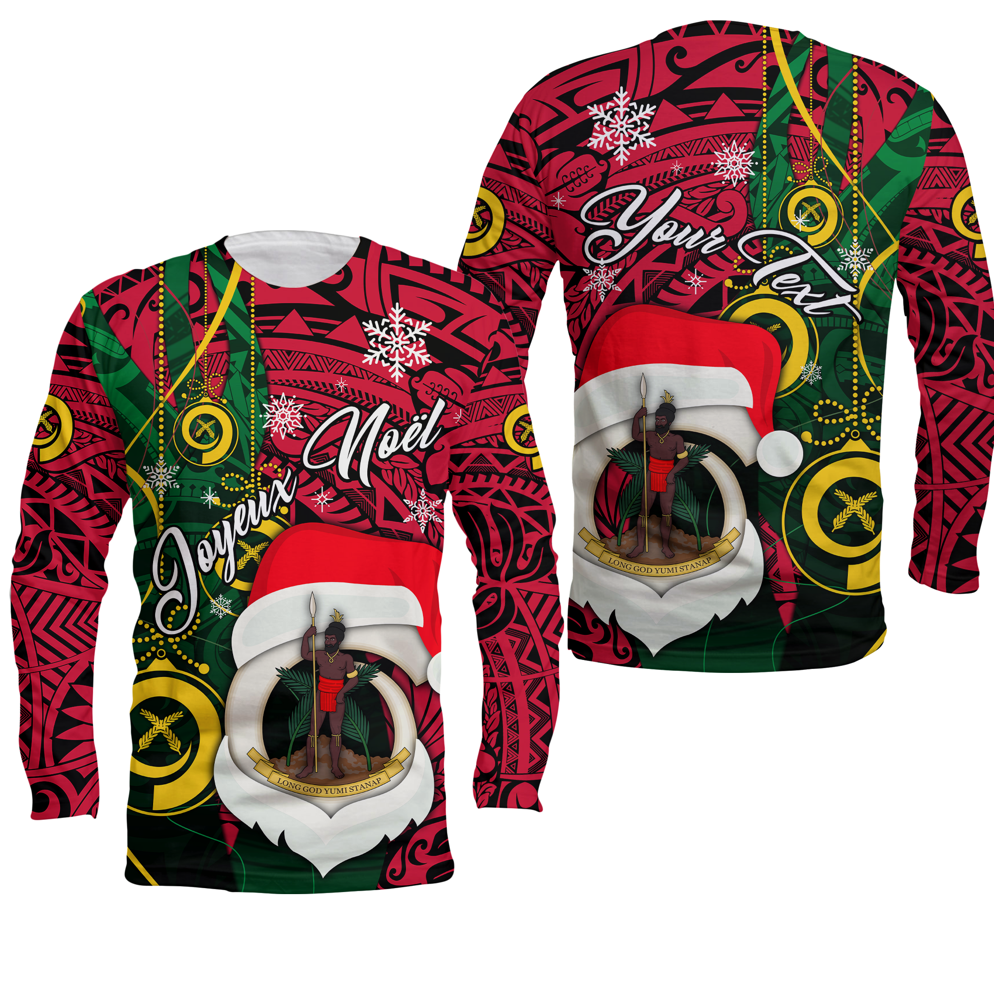 ( Custom Personalised) Vanuatu Christmas - Joyeux Nol Santas God Yumi Long Sleeve Shirt - LT2 Unisex PURPLE - Polynesian Pride