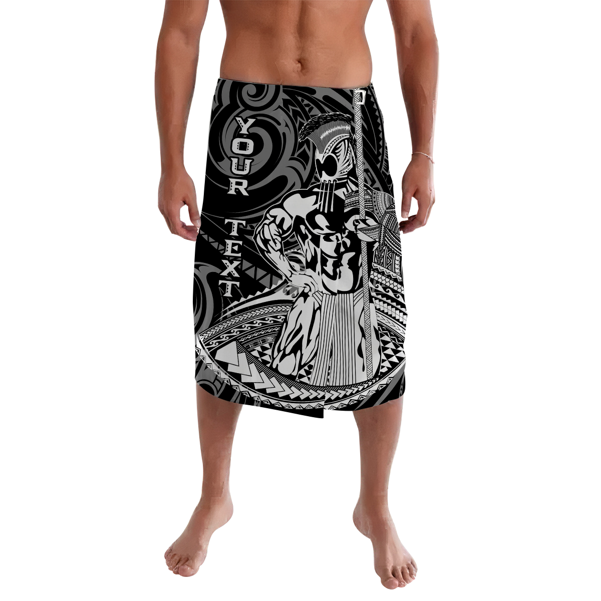 Custom Hawaii Ikaika Warrior Lavalava LT2 Lavalava BLACK - Polynesian Pride