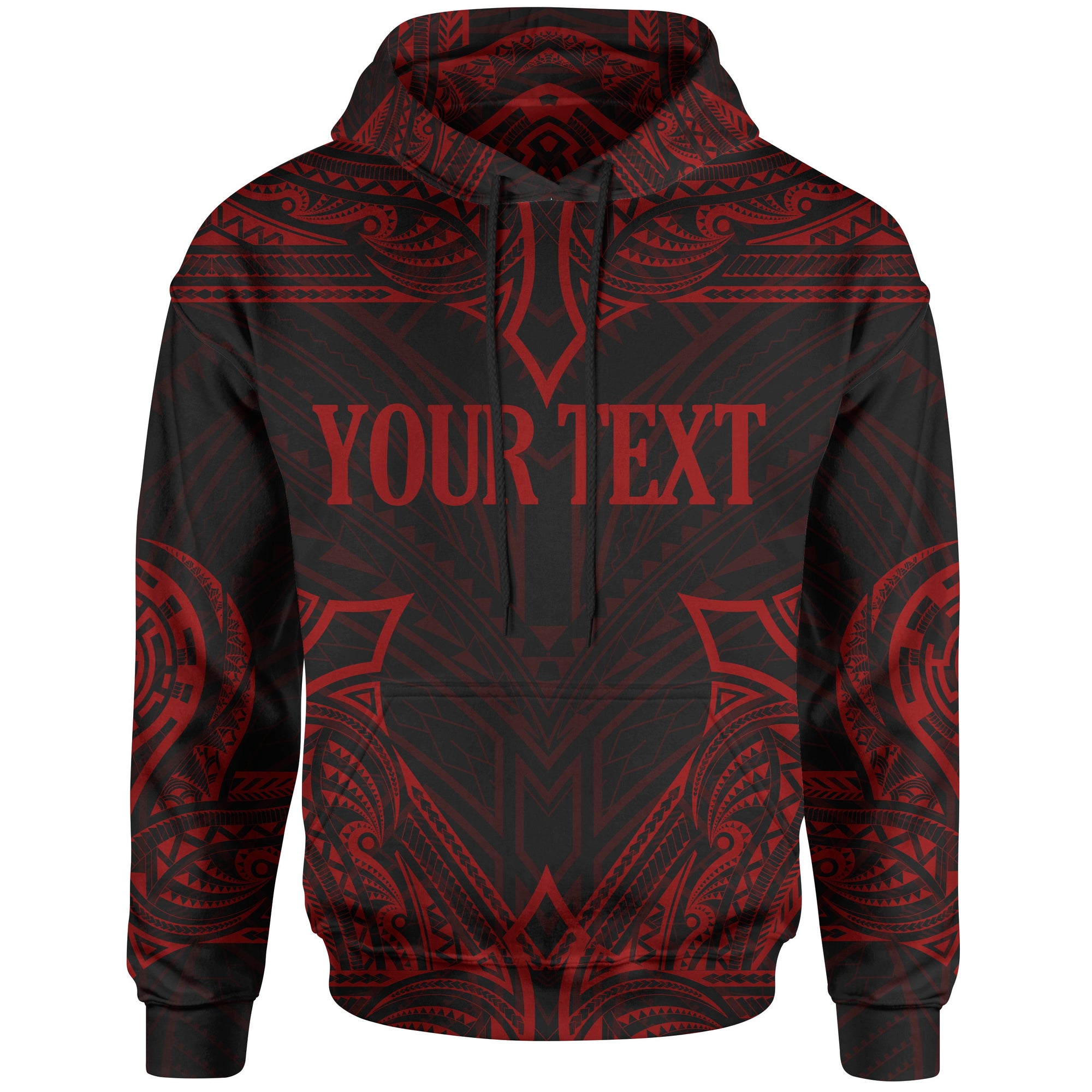 Tonga Custom Hoodie Coat of rms With Patterns Red Color Unisex Black - Polynesian Pride