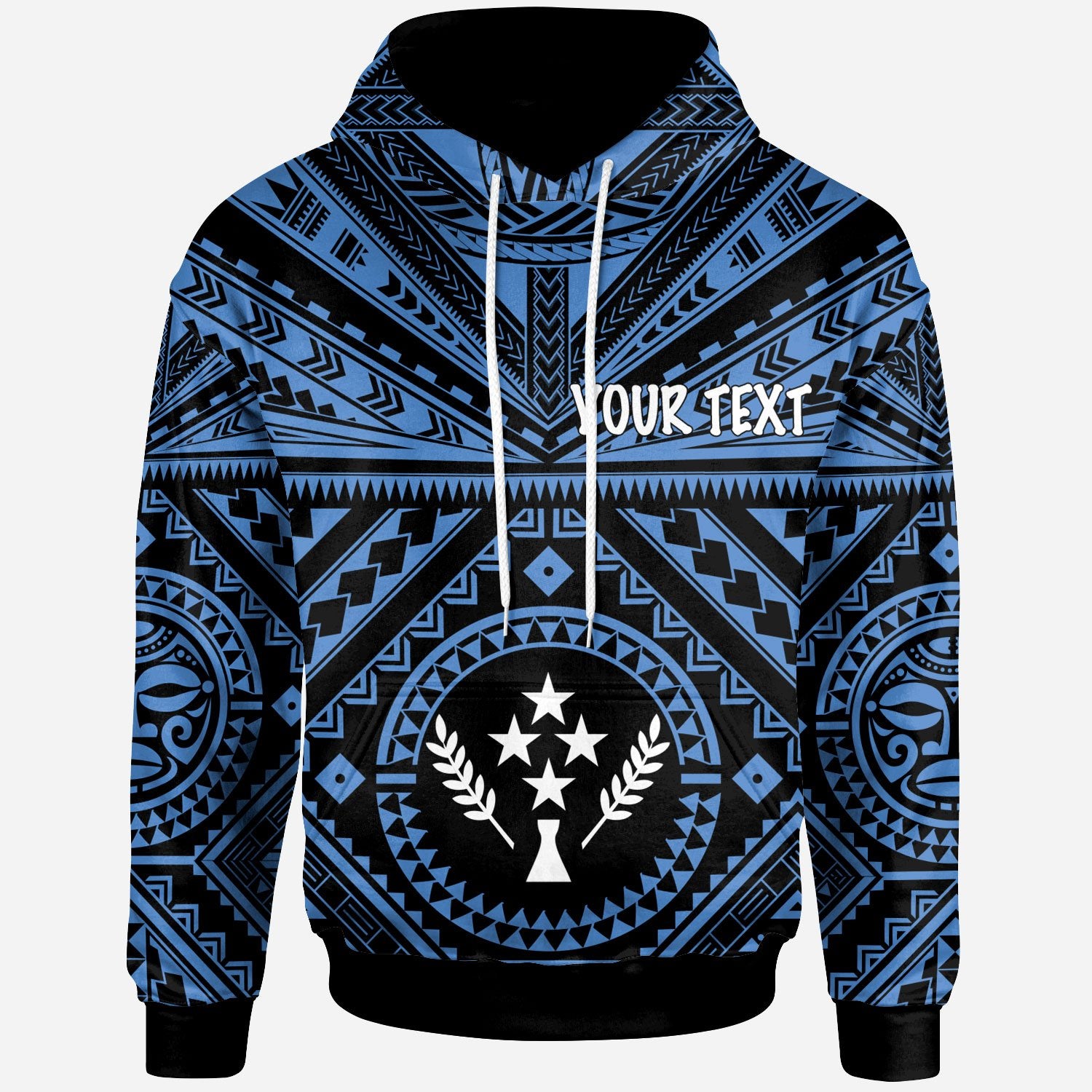 Kosrae Custom Hoodie Kosrae Flag In Polynesian Tattoo Style (Blue) Unisex Blue - Polynesian Pride