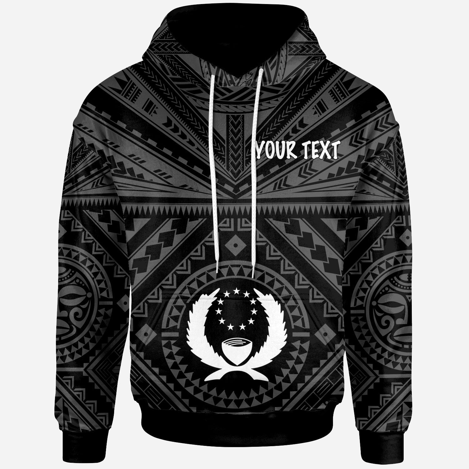 Pohnpei Custom Hoodie Pohnpei Seal With Polynesian Tattoo Style (Black) BN25 Unisex Black - Polynesian Pride