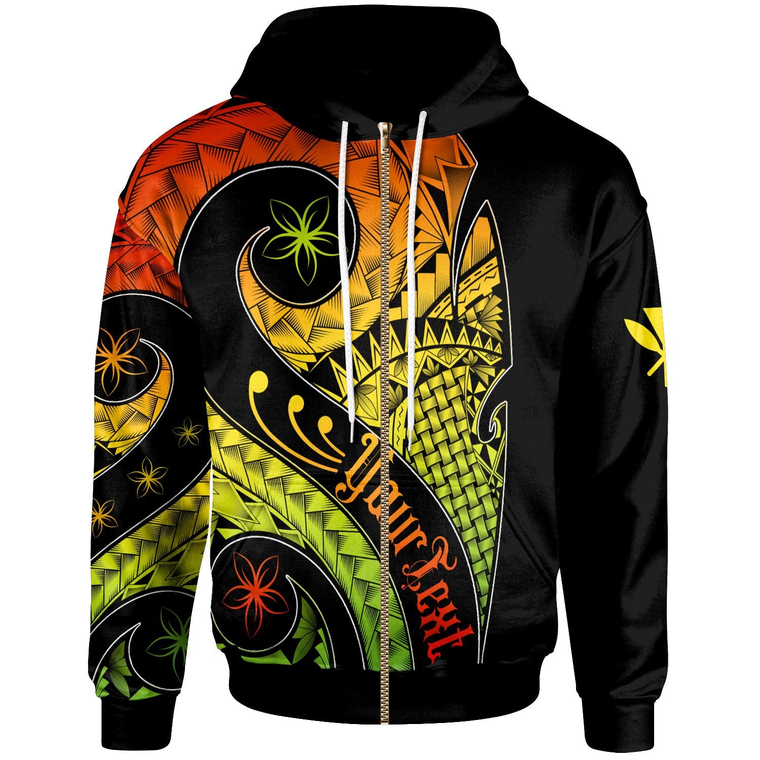 Hawaii Custom Zip up Hoodie Hawaii Polynesian Decorative Patterns Unisex Black - Polynesian Pride