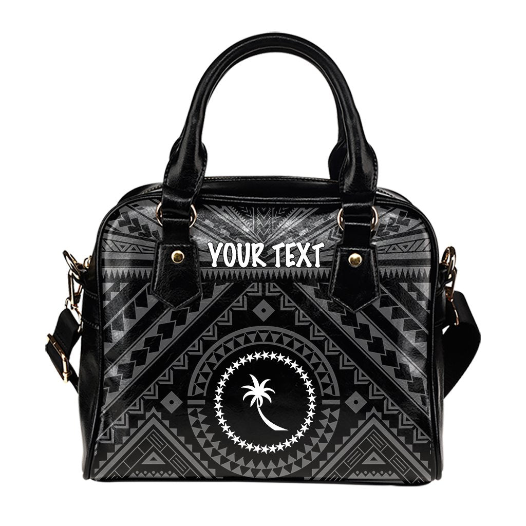 Chuuk Custom Personalised Shoulder Handbag - Chuuk Seal With Polynesian Tattoo Style ( Black) - Polynesian Pride
