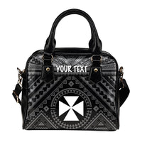 Wallis and Futuna Personalised Shoulder Handbag - Wallis and Futuna Seal With Polynesian Tattoo Style - Polynesian Pride