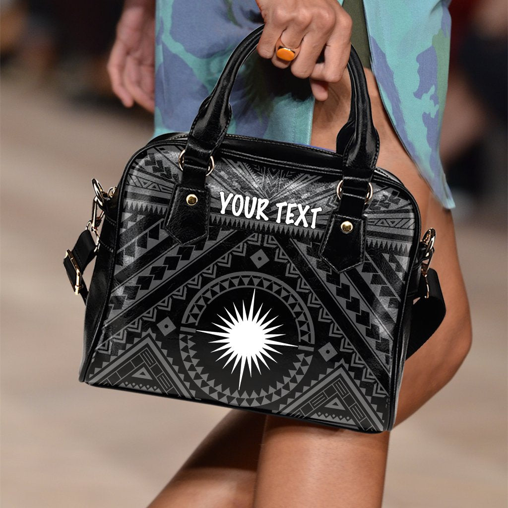 Marshall Personalised Shoulder Handbag - Marshall Seal With Polynesian Tattoo Style ( Black) One Size Black - Polynesian Pride