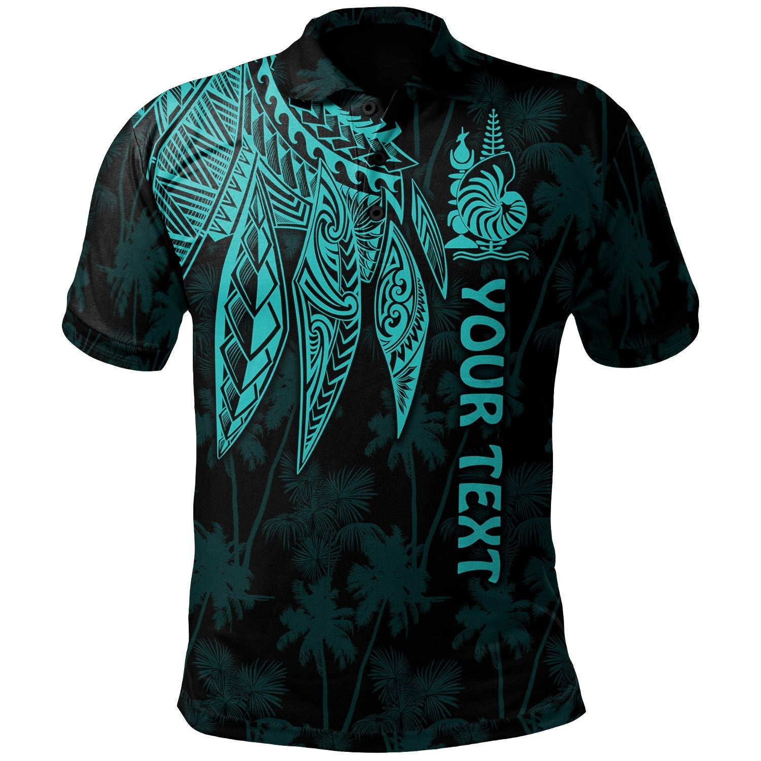 New Caledonia Custom Polo Polynesian Wings Turquoise Unisex Turquoise - Polynesian Pride