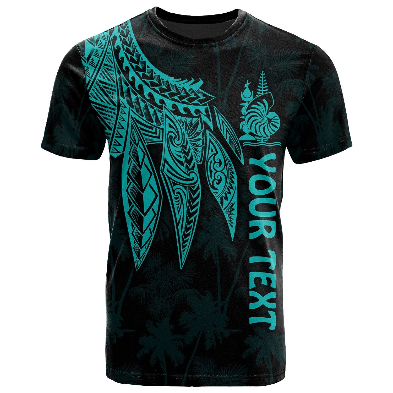 New Caledonia Custom T Shirt Polynesian Wings Turquoise Unisex Turquoise - Polynesian Pride