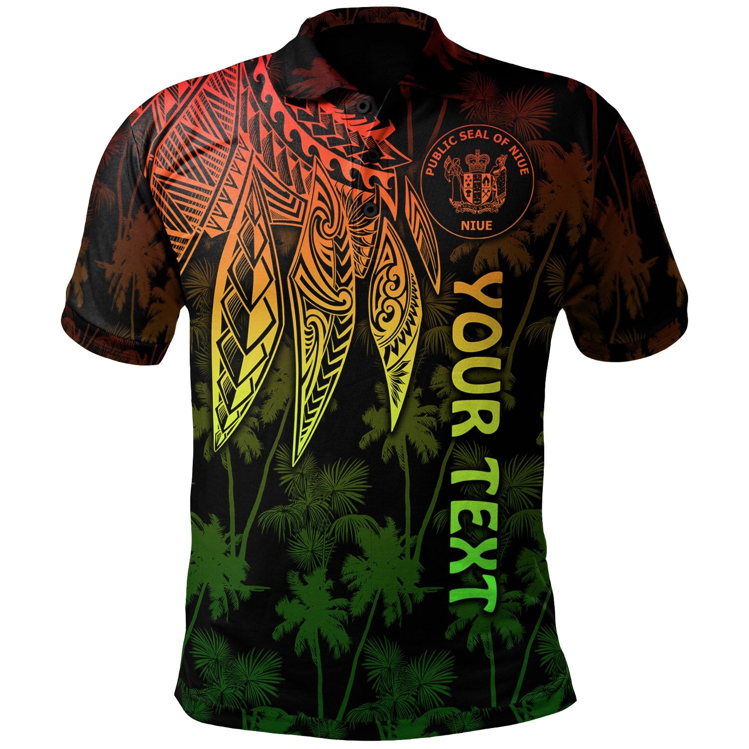 Niue Custom Polo Polynesian Wings (Reggae) Unisex Reggae - Polynesian Pride