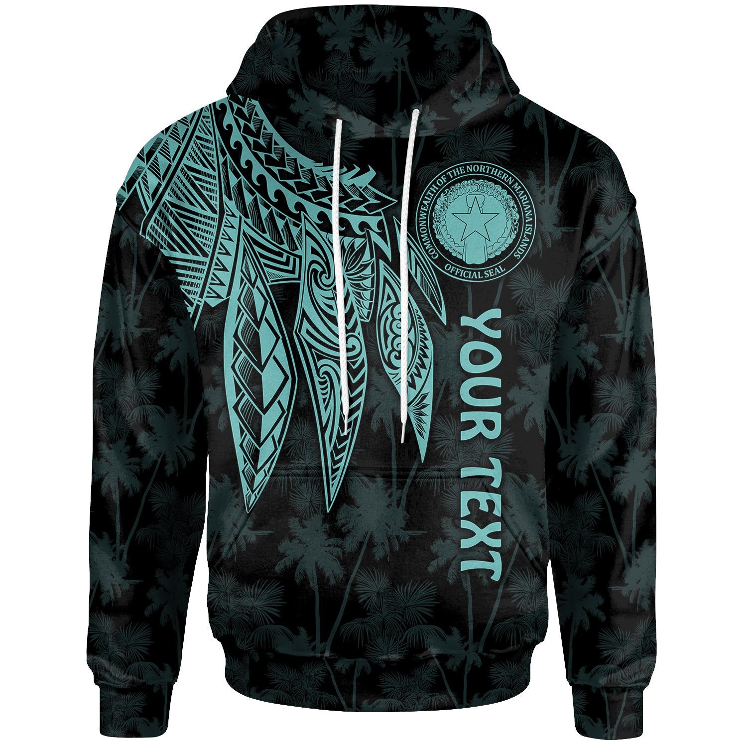 Northern Mariana Islands Polynesian Custom Hoodie Polynesian Wings Turquoise Unisex Turquoise - Polynesian Pride