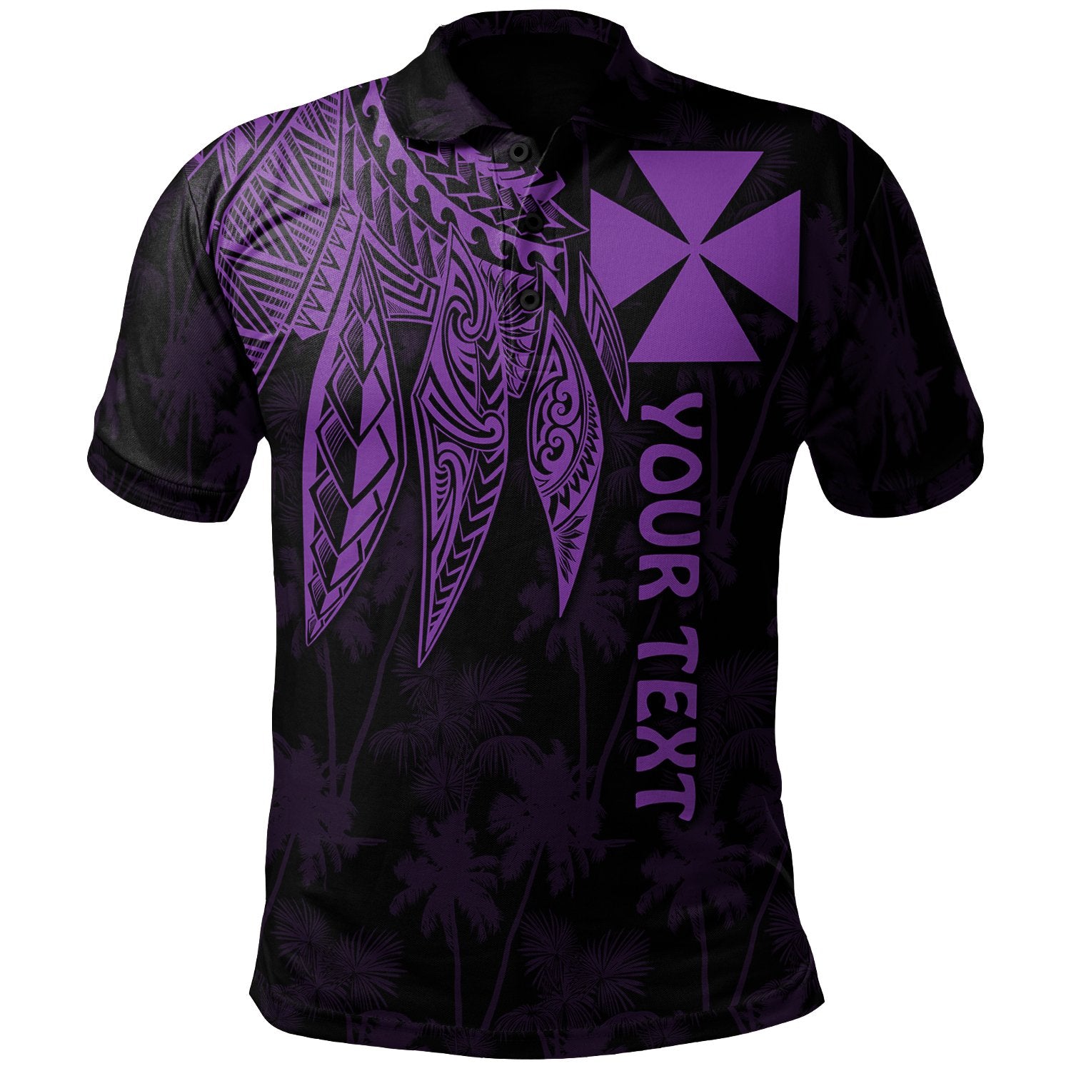 Wallis and Futuna Custom Polo Polynesian Wings Purple Unisex Purple - Polynesian Pride