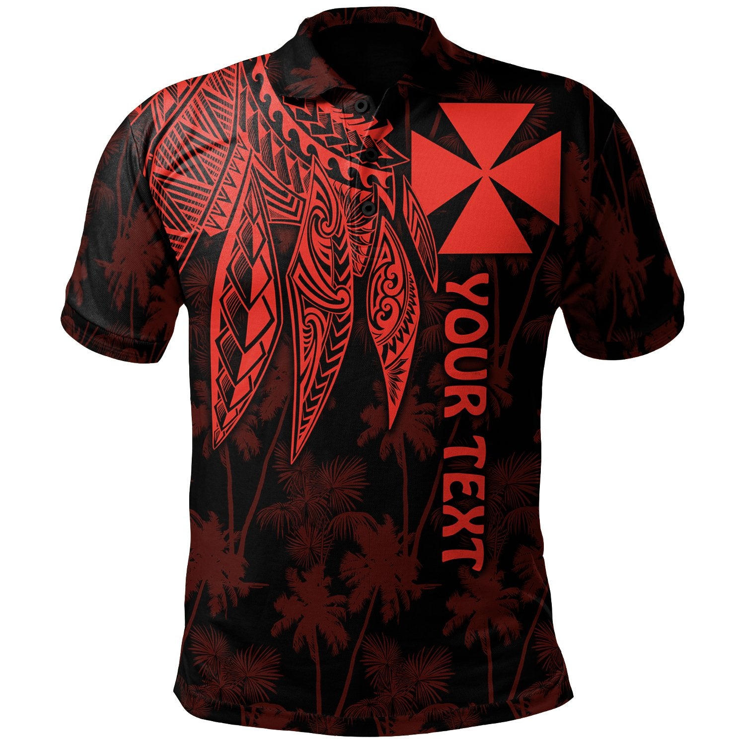 Wallis and Futuna Custom Polo Polynesian Wings Red Unisex Red - Polynesian Pride