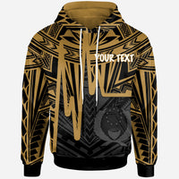 Pohnpei Custom Hoodie Pohnpei Seal In Heartbeat Patterns Style (Gold) Unisex Gold - Polynesian Pride