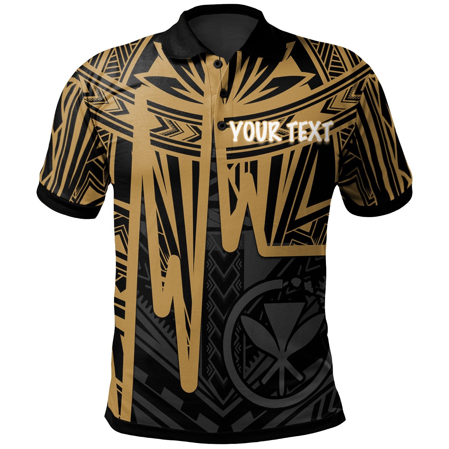 Hawaii Custom Polo Shirt Kanaka Maoli With Polynesian Pattern In Heartbeat Style (Gold) Unisex Gold - Polynesian Pride