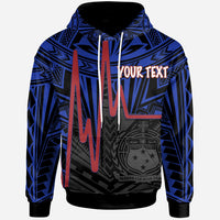 Samoa Custom Hoodie Samoa Seal With Heartbeat Polynesian Pattern (Blue) Unisex Red - Polynesian Pride