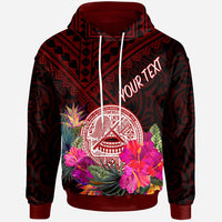 American Samoa Custom Hoodie Coat of Arm With Polynesian Patterns Unisex Red - Polynesian Pride