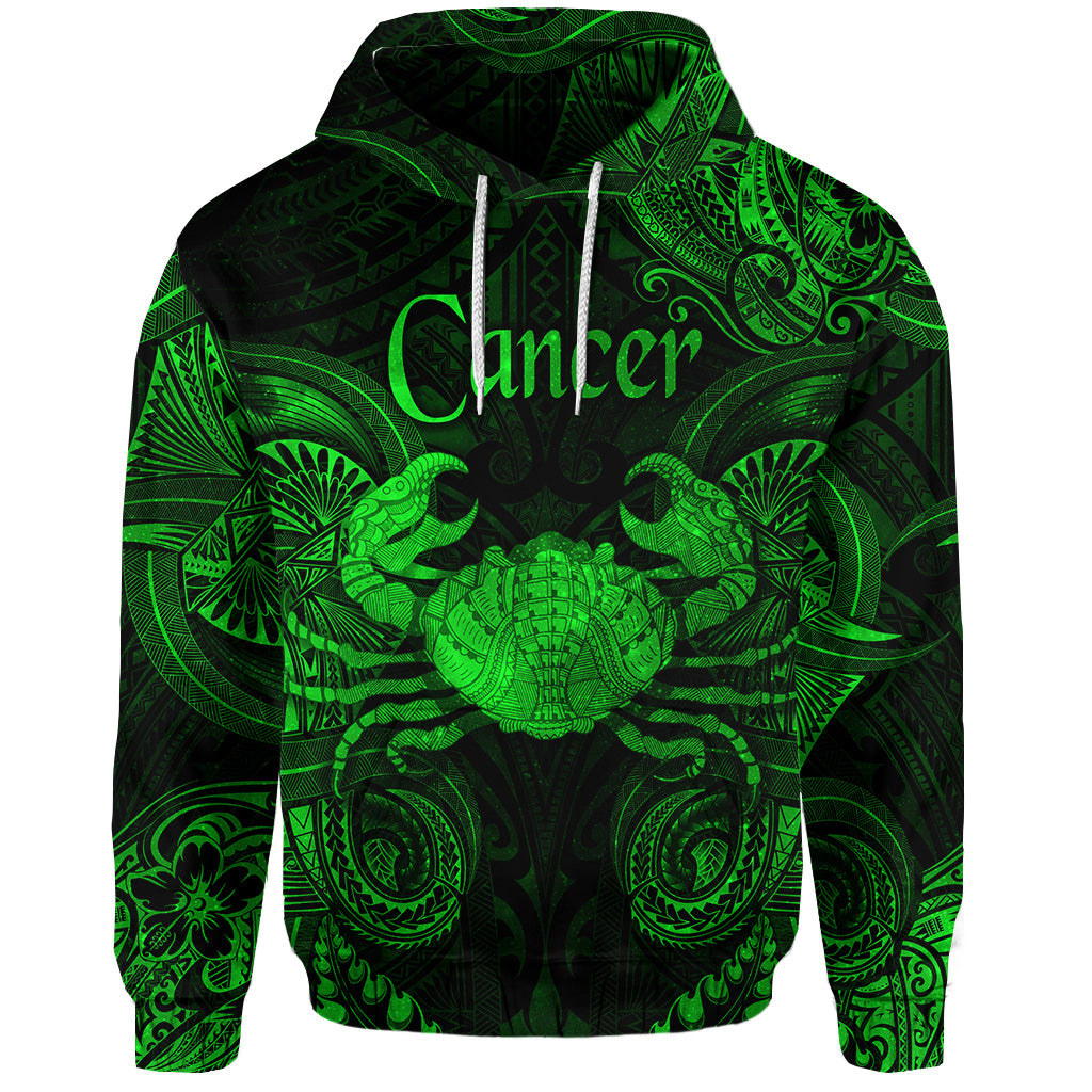 Custom Cancer Zodiac Polynesian Hoodie Unique Style Green LT8 - Polynesian Pride