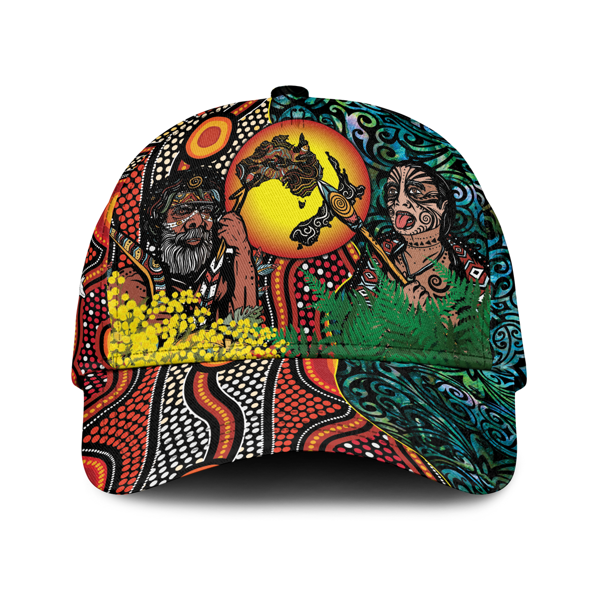 Australia Aboriginal Kangaroo Combine New Zealand Maori Kiwi Bird Cap - LT2 Classic Cap Universal Fit ART - Polynesian Pride