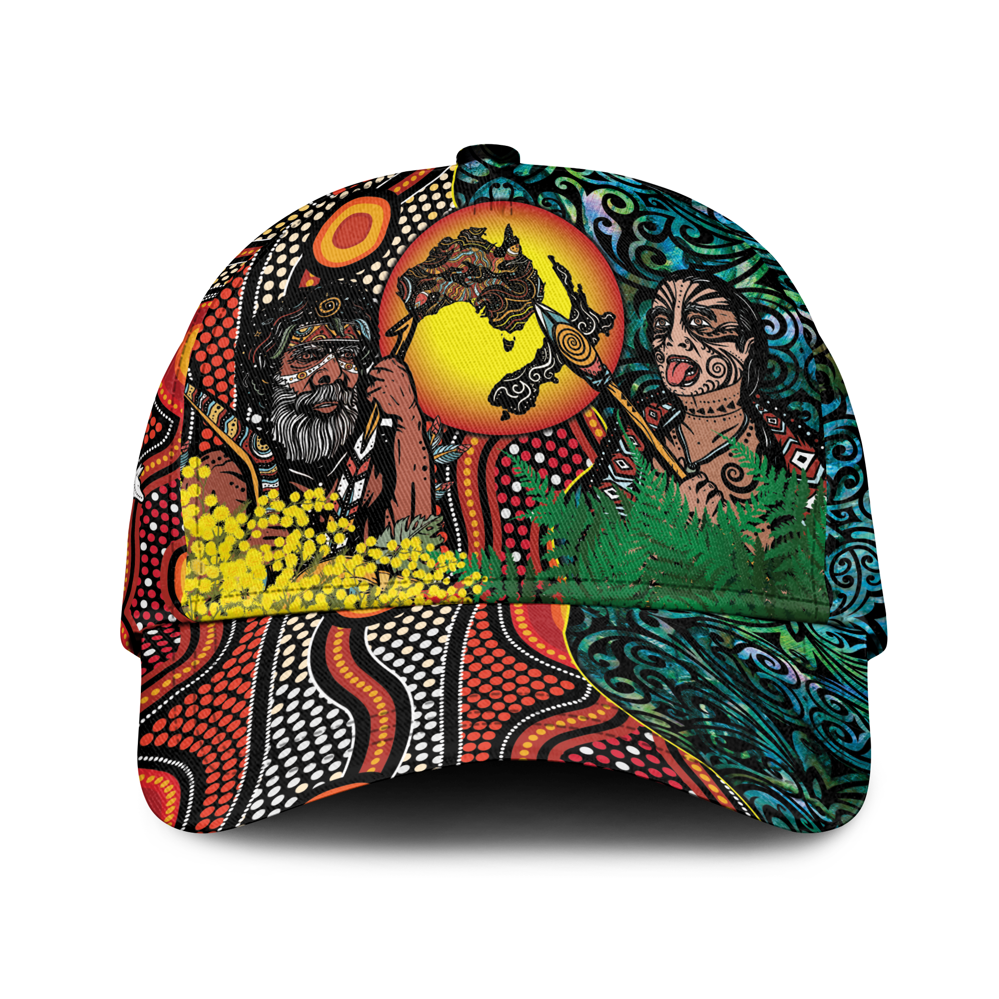 Australia Aboriginal Kangaroo Combine New Zealand Maori Kiwi Bird Cap - LT2 Classic Cap Universal Fit ART - Polynesian Pride