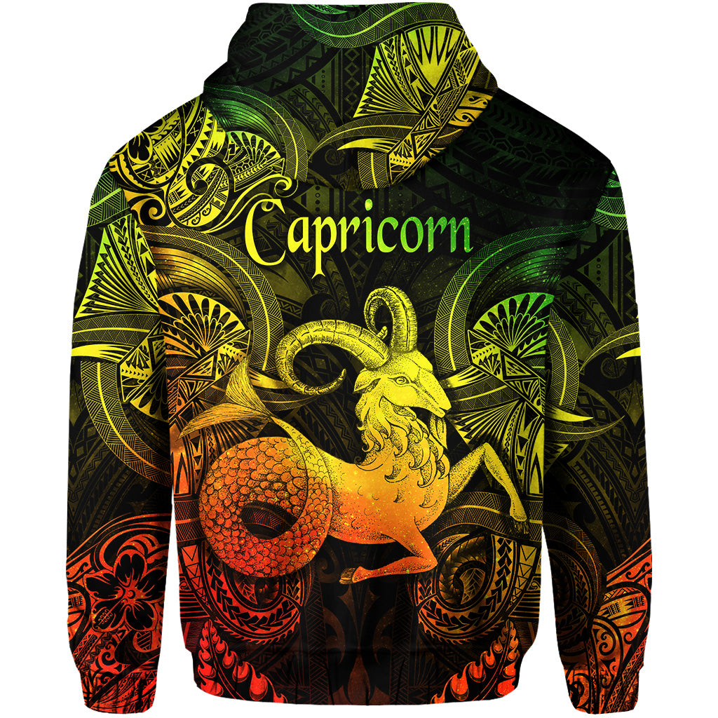 Capricorn Zodiac Polynesian Zip Hoodie Unique Style Reggae LT8 - Polynesian Pride