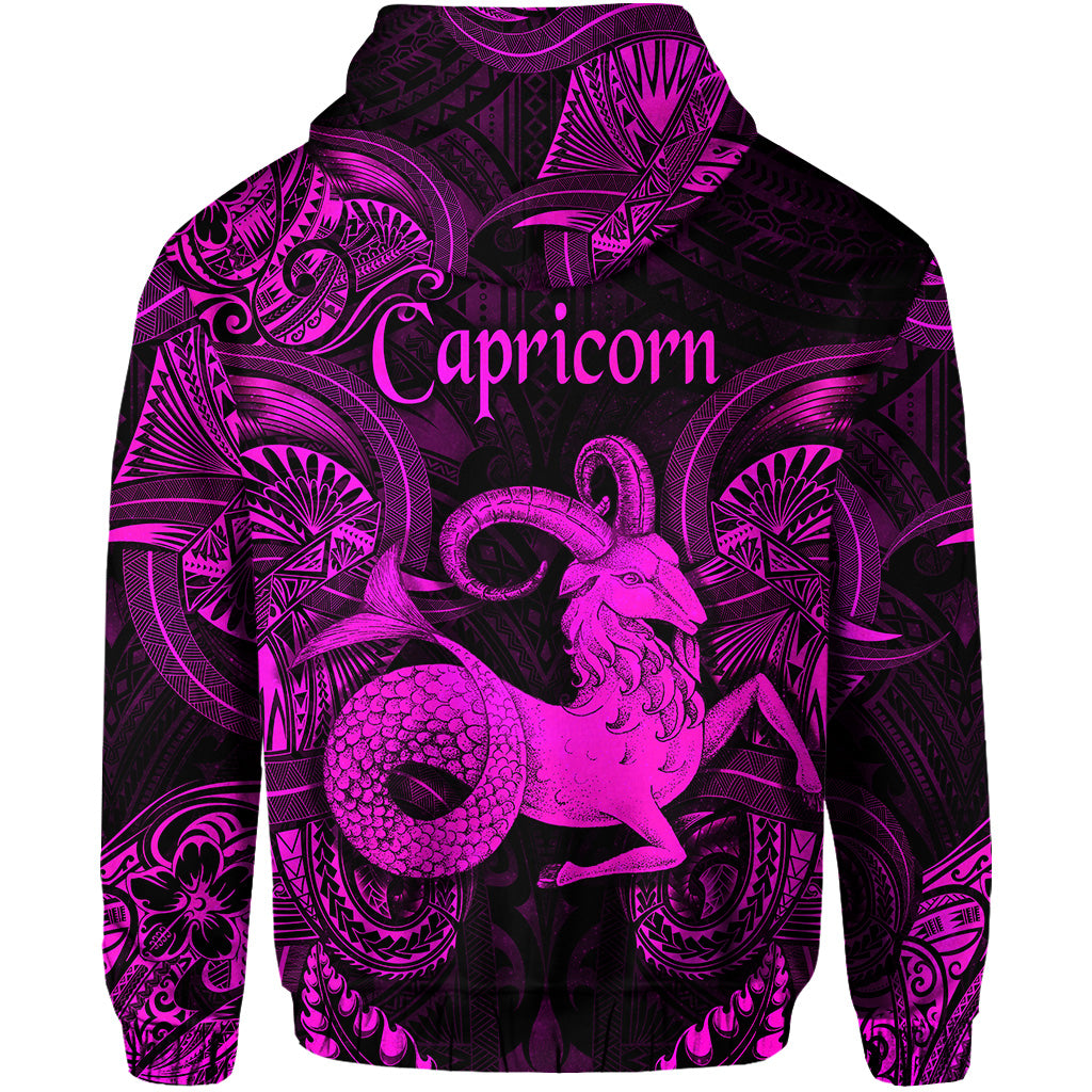 Capricorn Zodiac Polynesian Zip Hoodie Unique Style Pink LT8 - Polynesian Pride