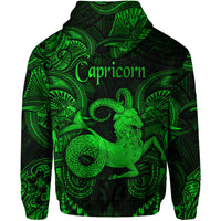 Capricorn Zodiac Polynesian Zip Hoodie Unique Style Green LT8 - Polynesian Pride