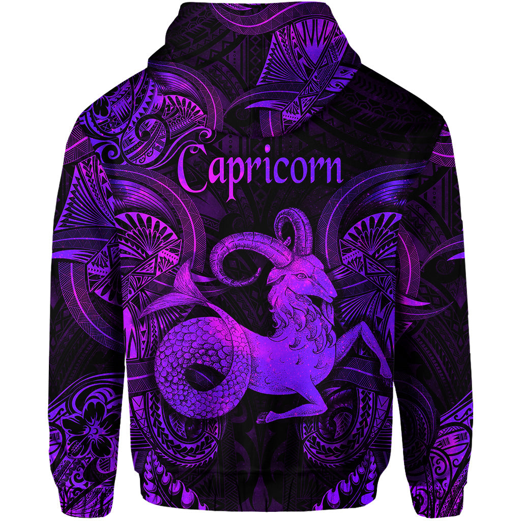 Capricorn Zodiac Polynesian Zip Hoodie Unique Style Purple LT8 - Polynesian Pride