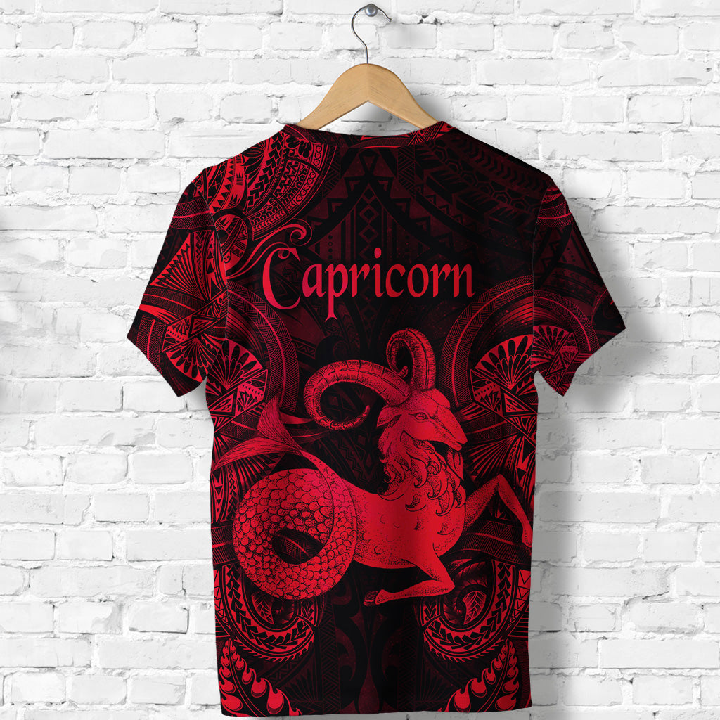 Capricorn Zodiac Polynesian T Shirt Unique Style Red LT8 - Polynesian Pride