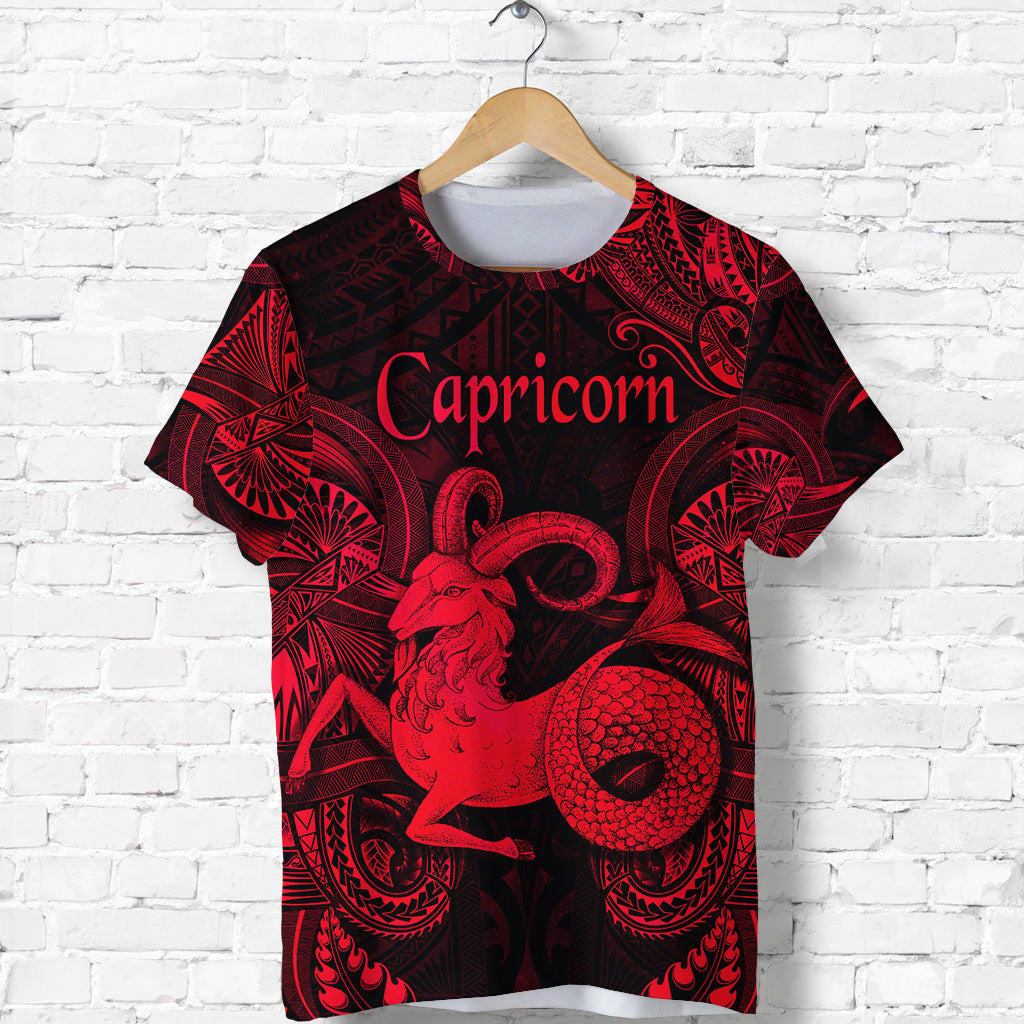 Capricorn Zodiac Polynesian T Shirt Unique Style Red LT8 - Polynesian Pride
