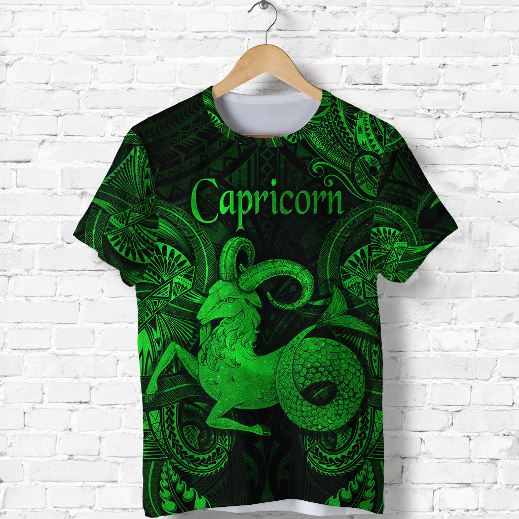 Capricorn Zodiac Polynesian T Shirt Unique Style Green LT8 - Polynesian Pride