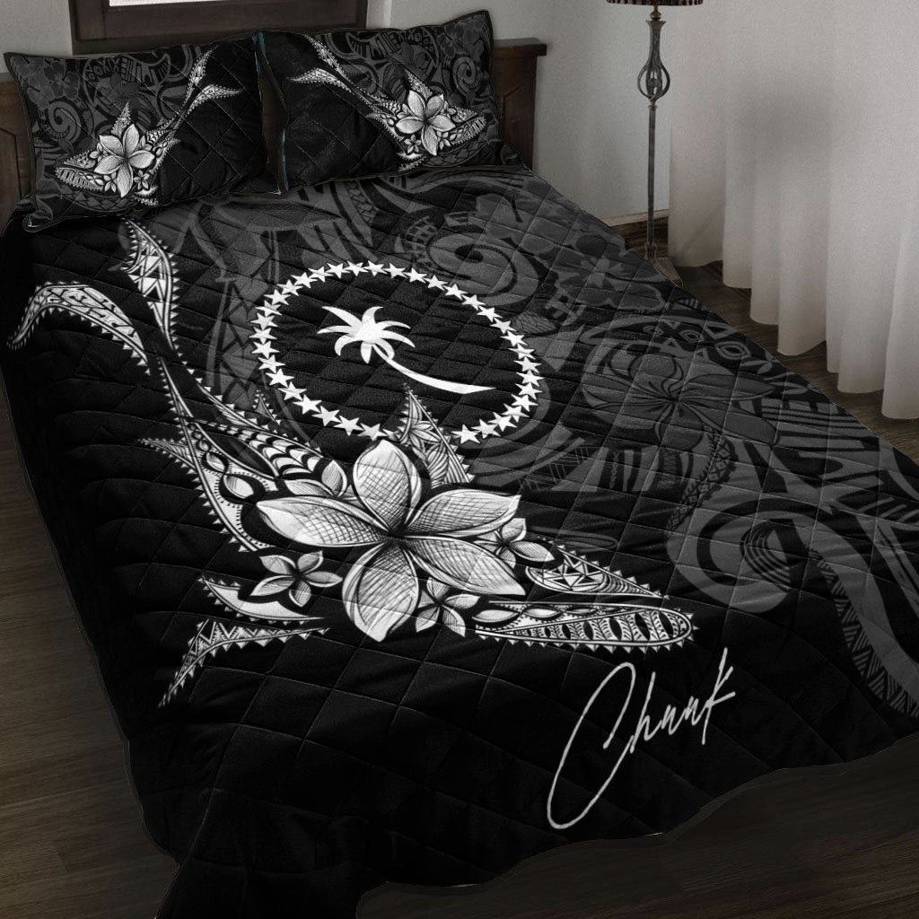 Chuuk State Quilt Bed Set - Fish With Plumeria Flowers Style - Polynesian Pride